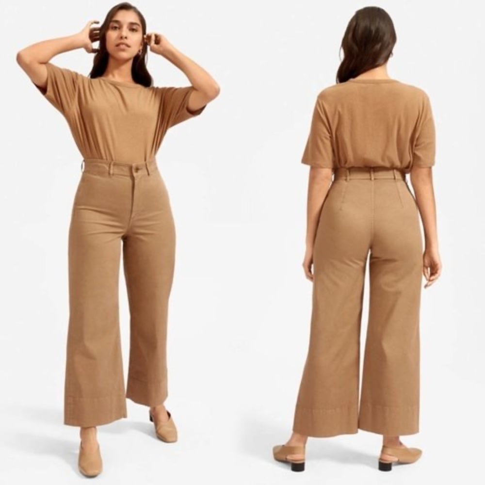 Everlane Wide Leg Pants in Camel Brown